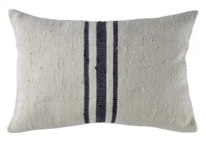 Grey Central Stripes - Raw Silk Pillow