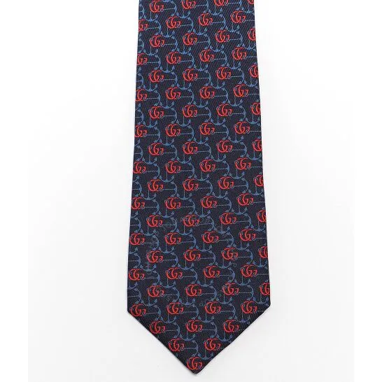 Gucci GG Anchor Print Tie in Midnight Blue