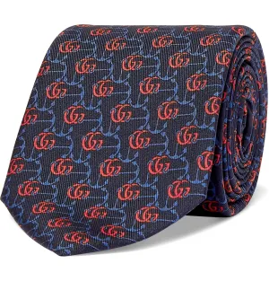 Gucci GG Anchor Print Tie in Midnight Blue