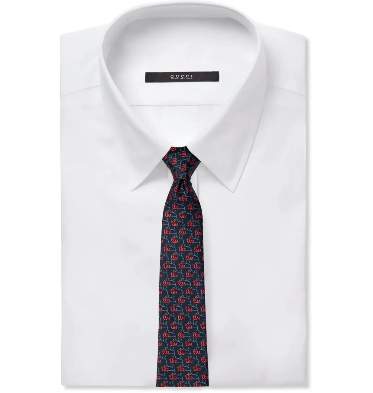 Gucci GG Anchor Print Tie in Midnight Blue
