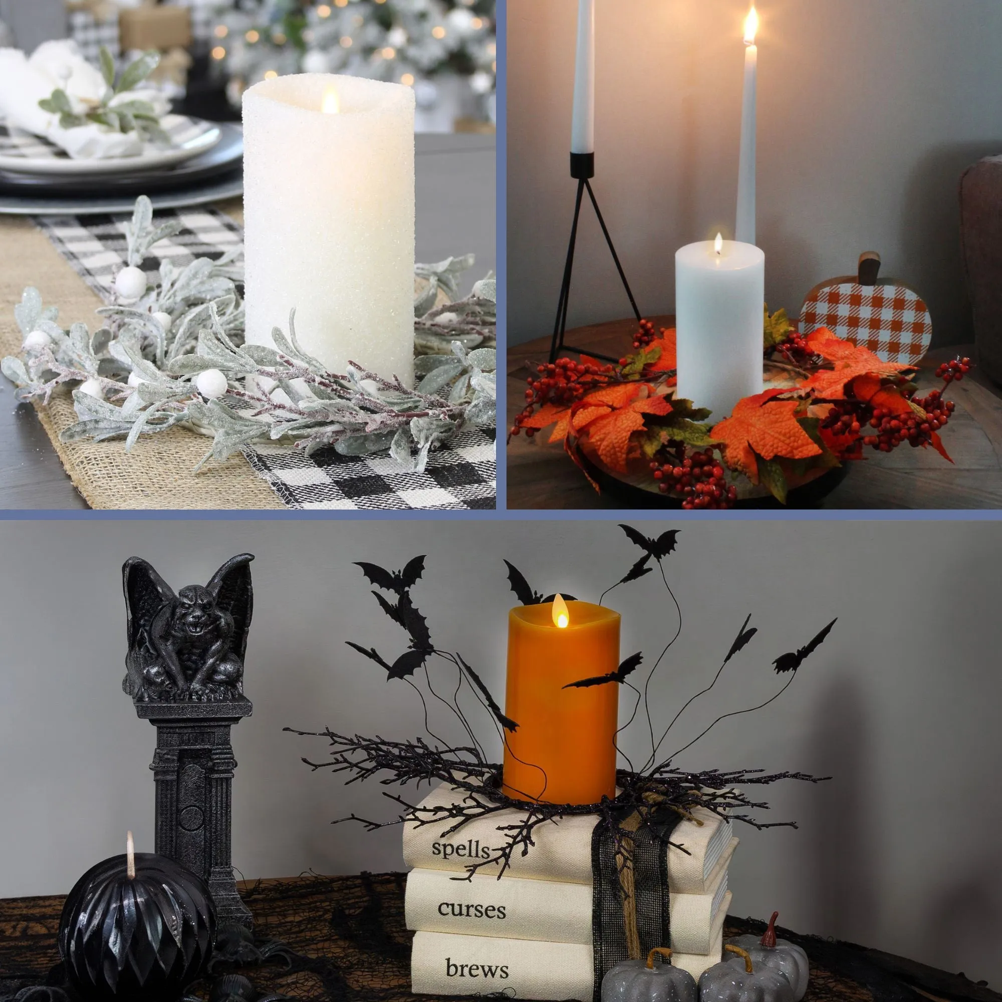 Halloween Bat Candle Wreaths (2-Pack)