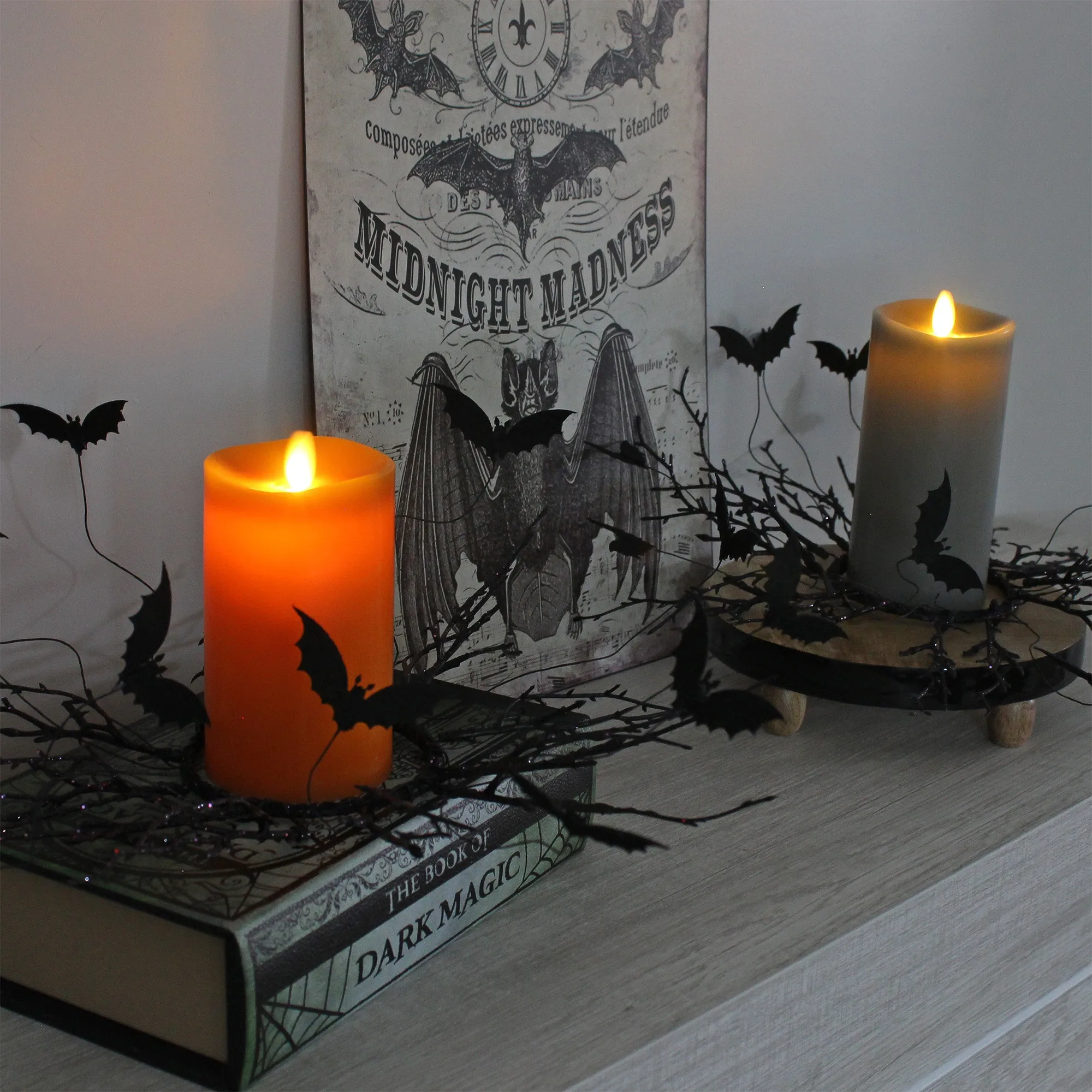 Halloween Bat Candle Wreaths (2-Pack)