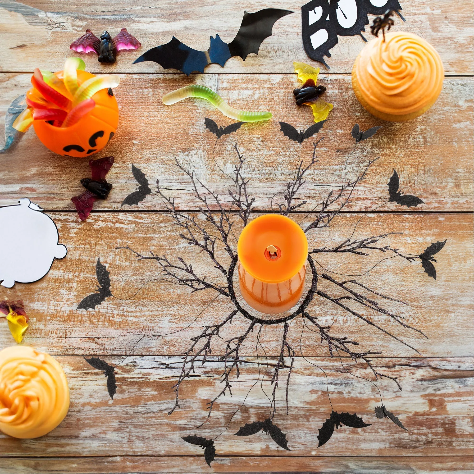 Halloween Bat Candle Wreaths (2-Pack)