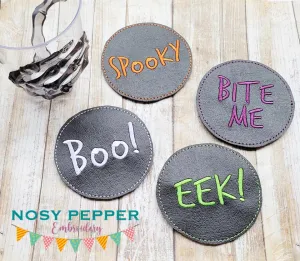 Halloween Coaster Set of 4 designs machine embroidery design DIGITAL DOWNLOAD