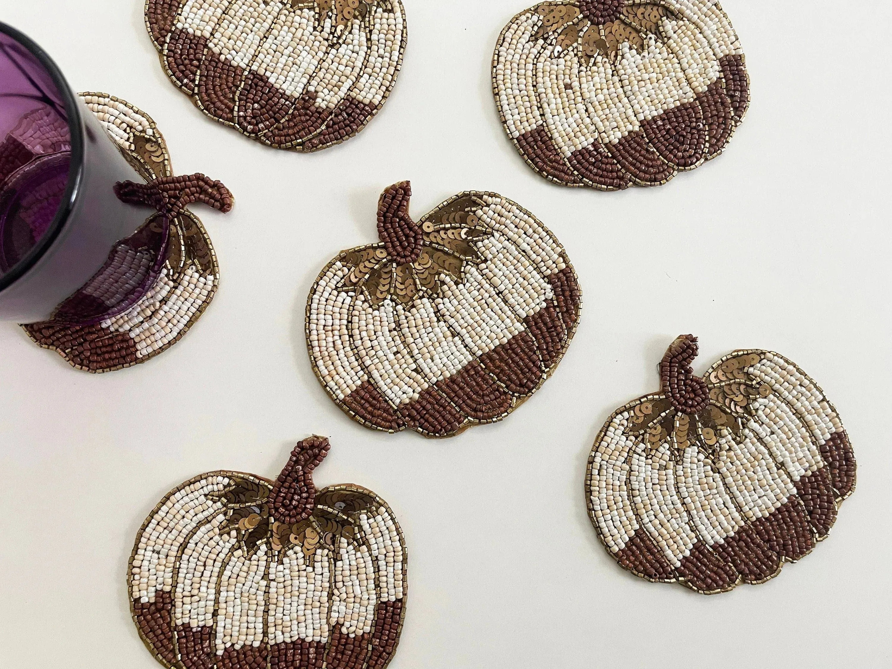 Halloween Pumpkin Beaded Coasters