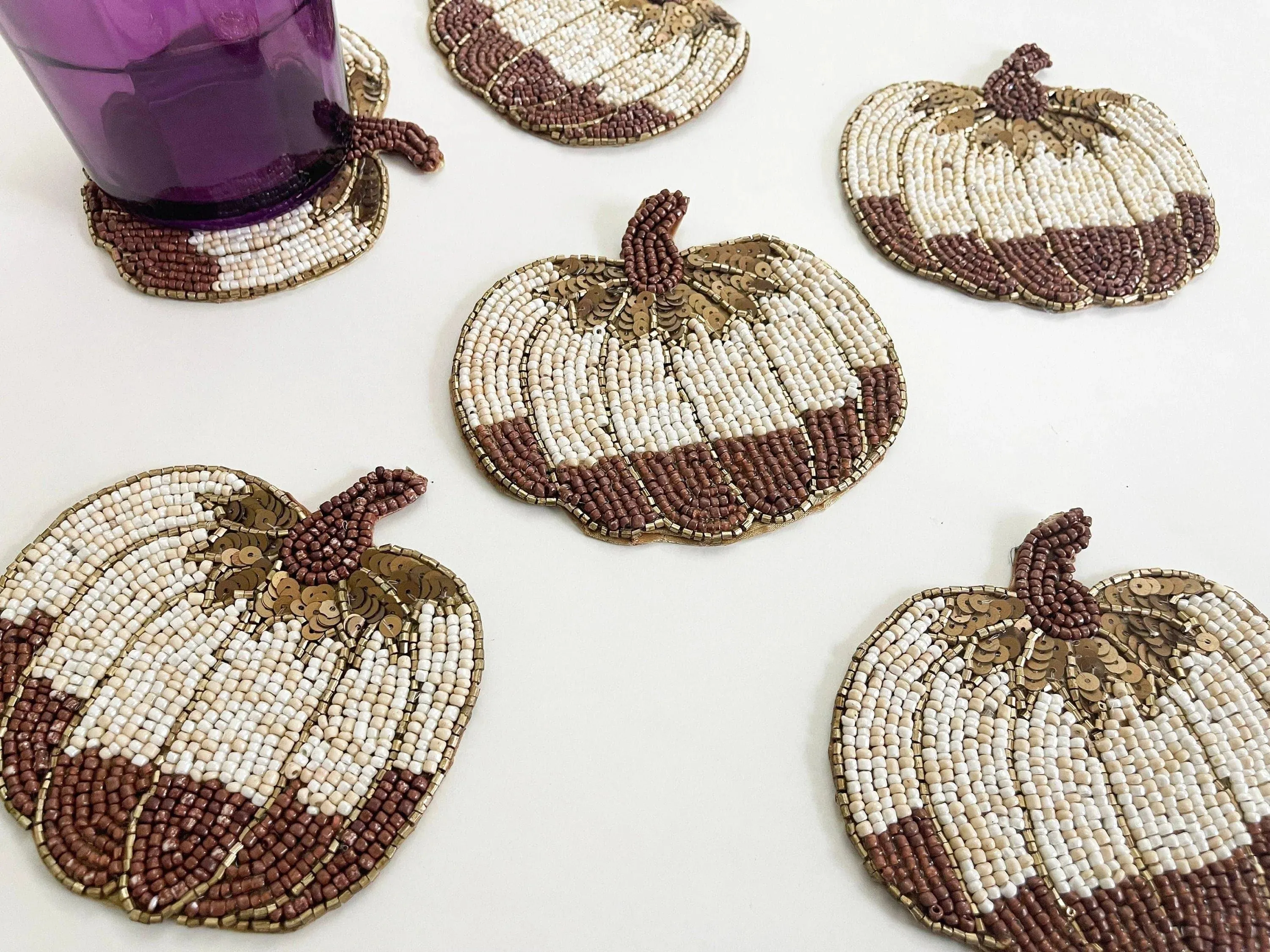 Halloween Pumpkin Beaded Coasters