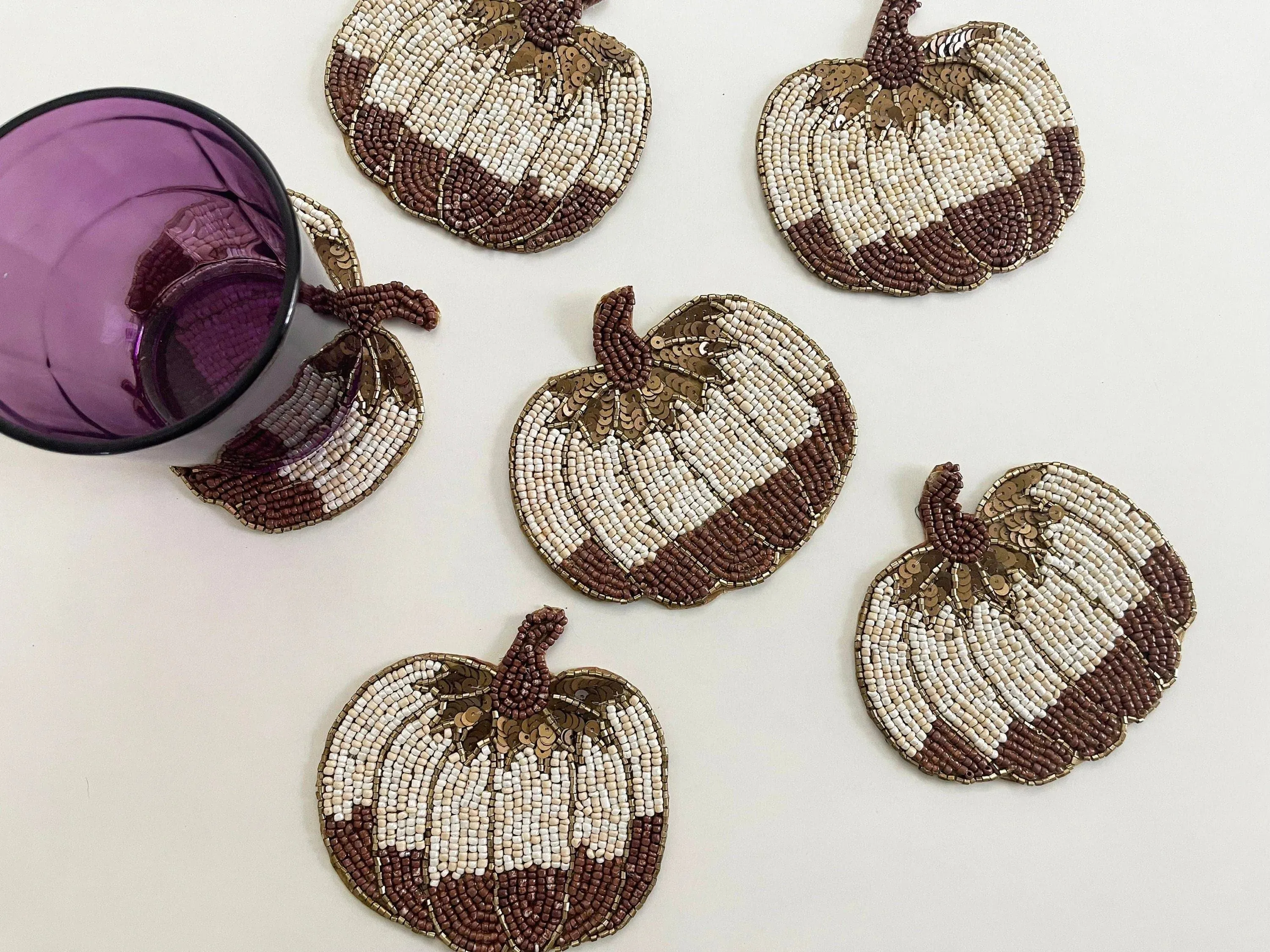 Halloween Pumpkin Beaded Coasters