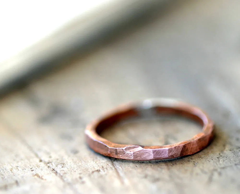 Hammered copper ring organic stackable ring (S0255)