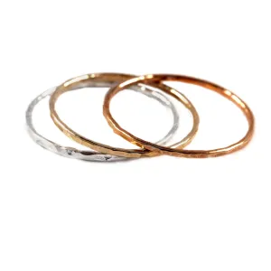 Hammered Mixed Metal Stacking Ring - Set of 3