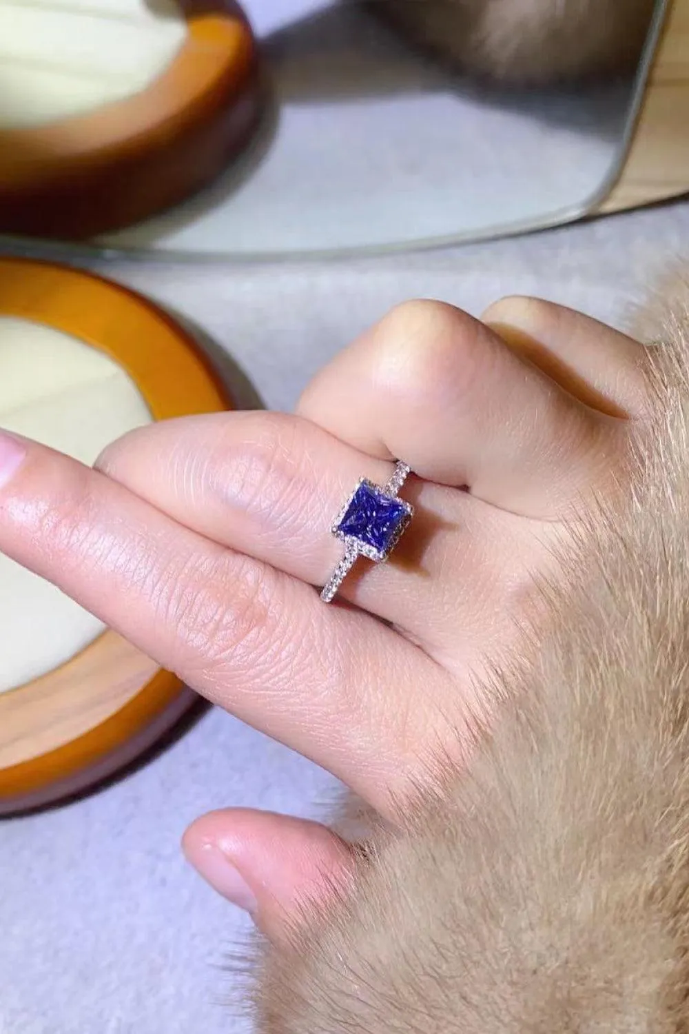 Hazel Blues® | 1 Carat Moissanite 925 Sterling Silver Square Ring