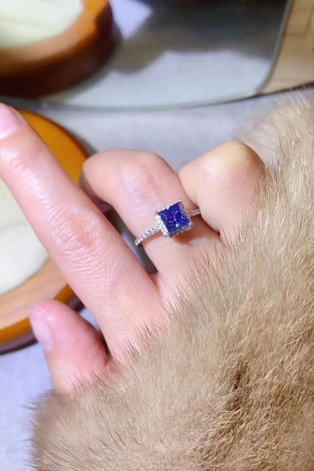 Hazel Blues® | 1 Carat Moissanite 925 Sterling Silver Square Ring