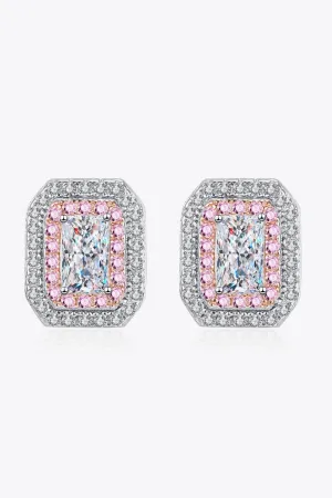 Hazel Blues® | 1 Carat Moissanite and Zircon Contrast Geometric Stud Earrings