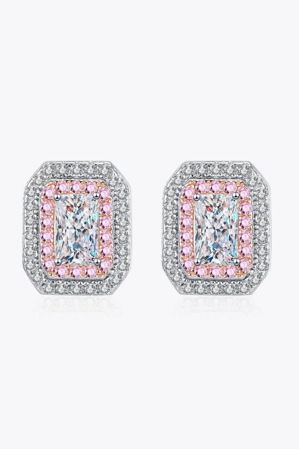 Hazel Blues® | 1 Carat Moissanite and Zircon Contrast Geometric Stud Earrings