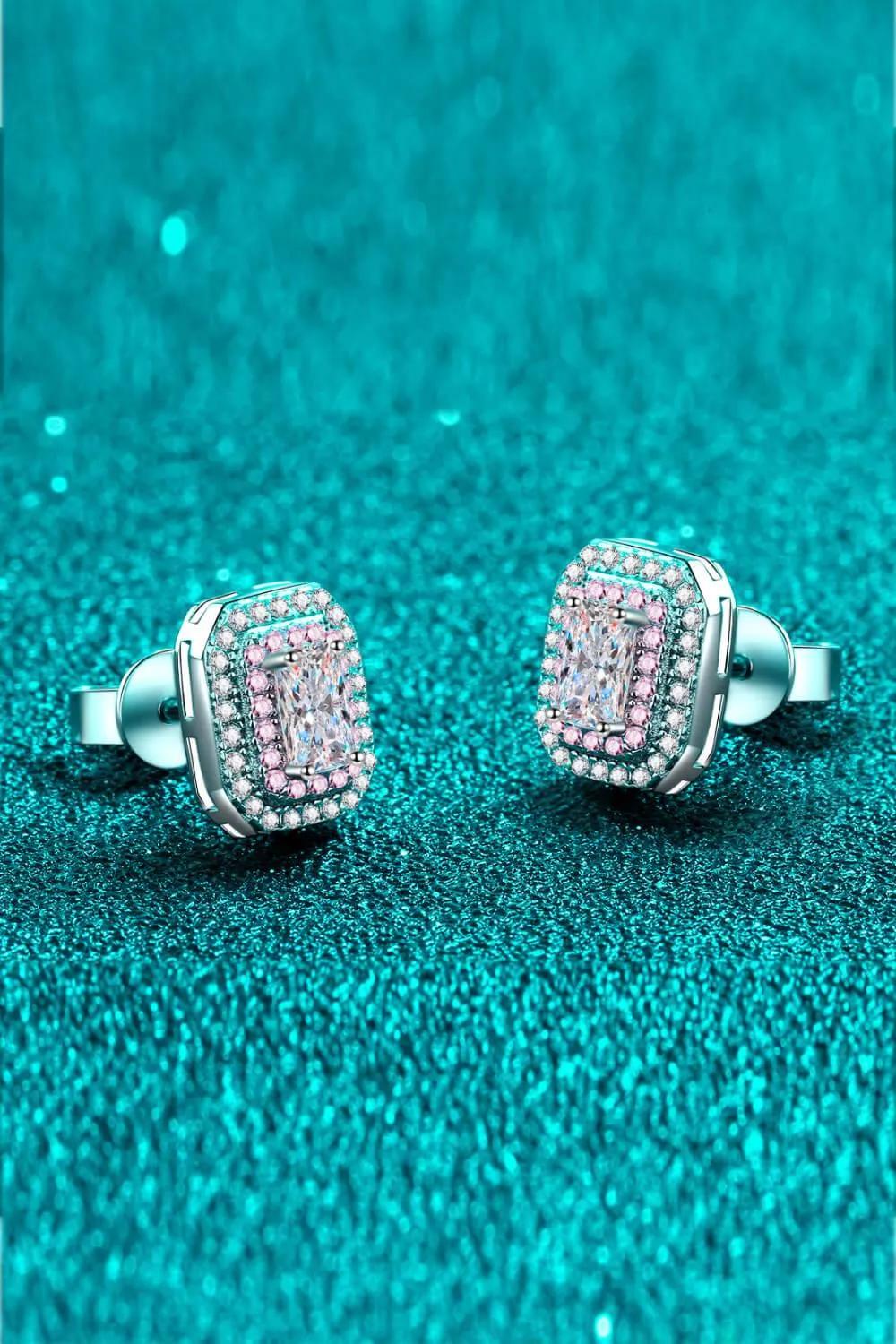 Hazel Blues® | 1 Carat Moissanite and Zircon Contrast Geometric Stud Earrings