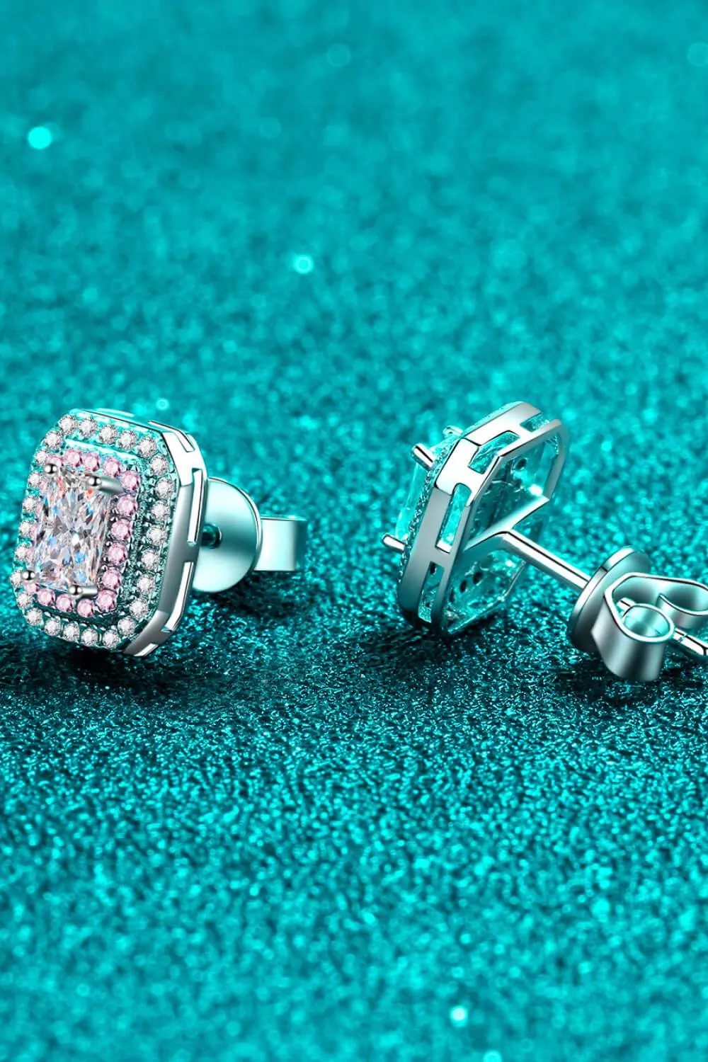 Hazel Blues® | 1 Carat Moissanite and Zircon Contrast Geometric Stud Earrings