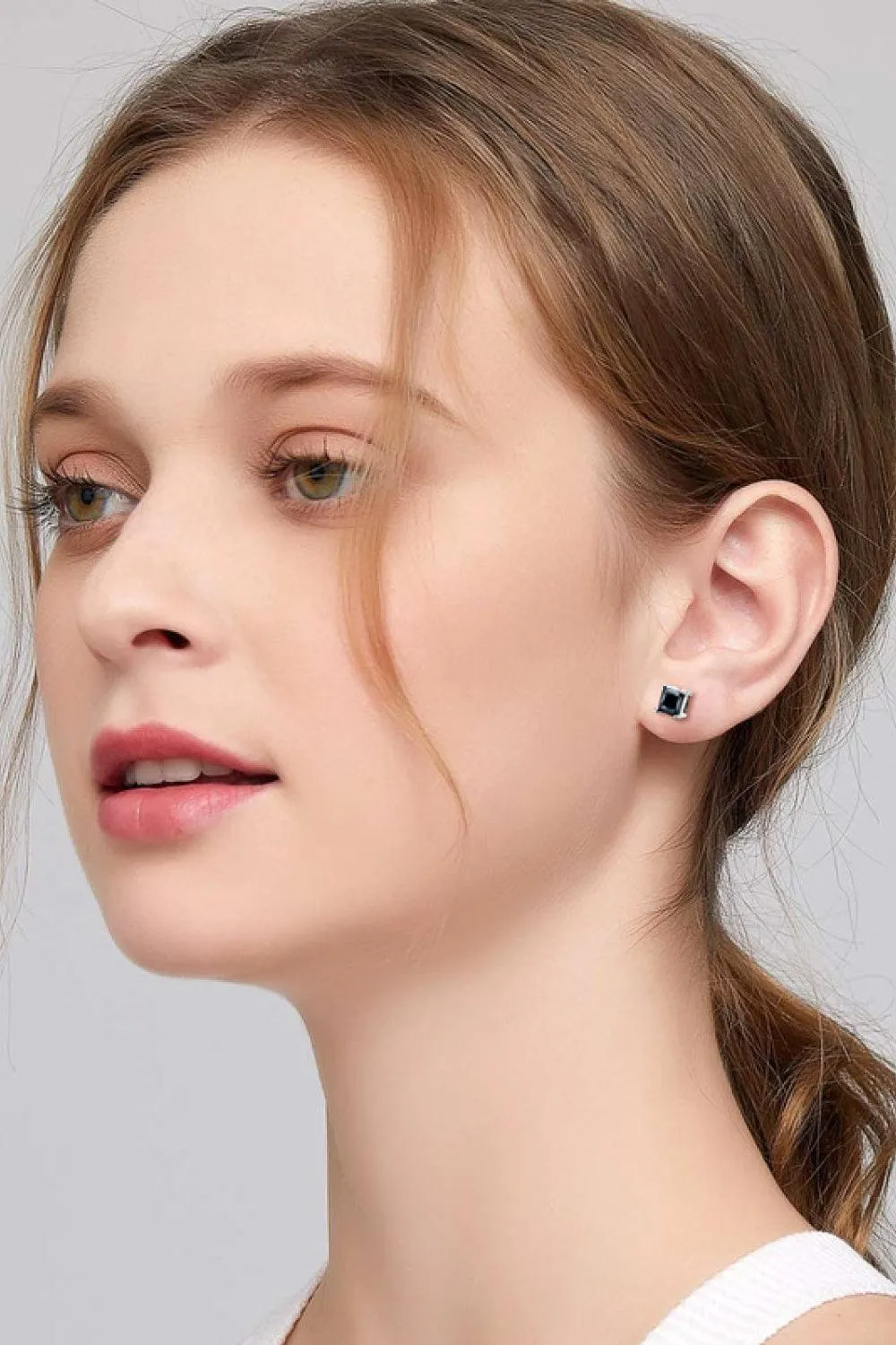Hazel Blues® | 925 Sterling Silver Square Moissanite Stud Earrings