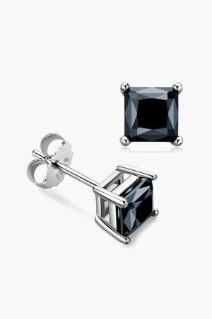 Hazel Blues® | 925 Sterling Silver Square Moissanite Stud Earrings
