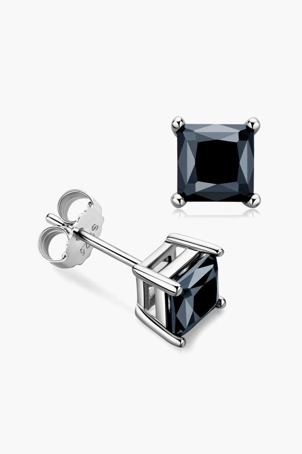 Hazel Blues® | 925 Sterling Silver Square Moissanite Stud Earrings