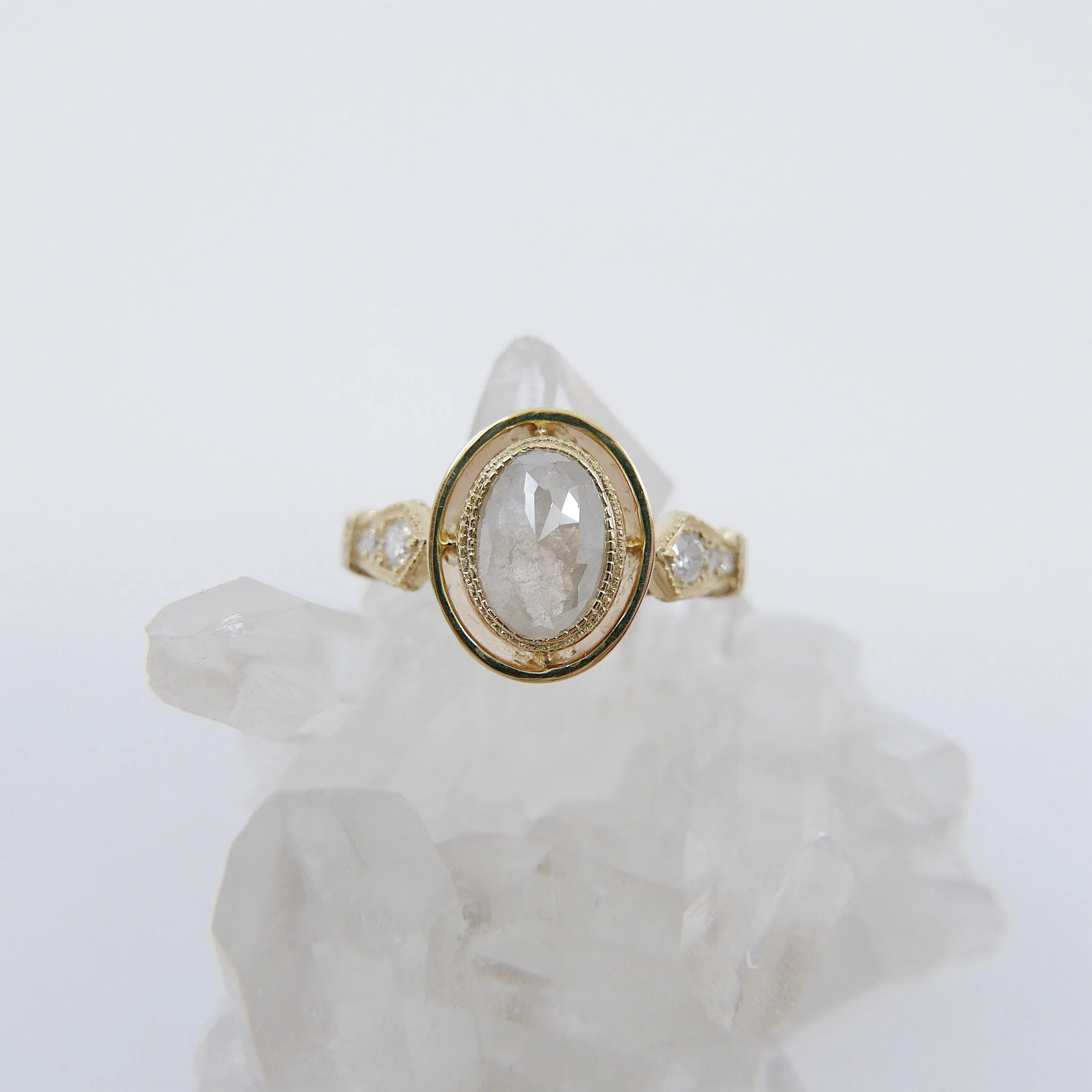 Hazel Rose Cut Grey Diamond Ring