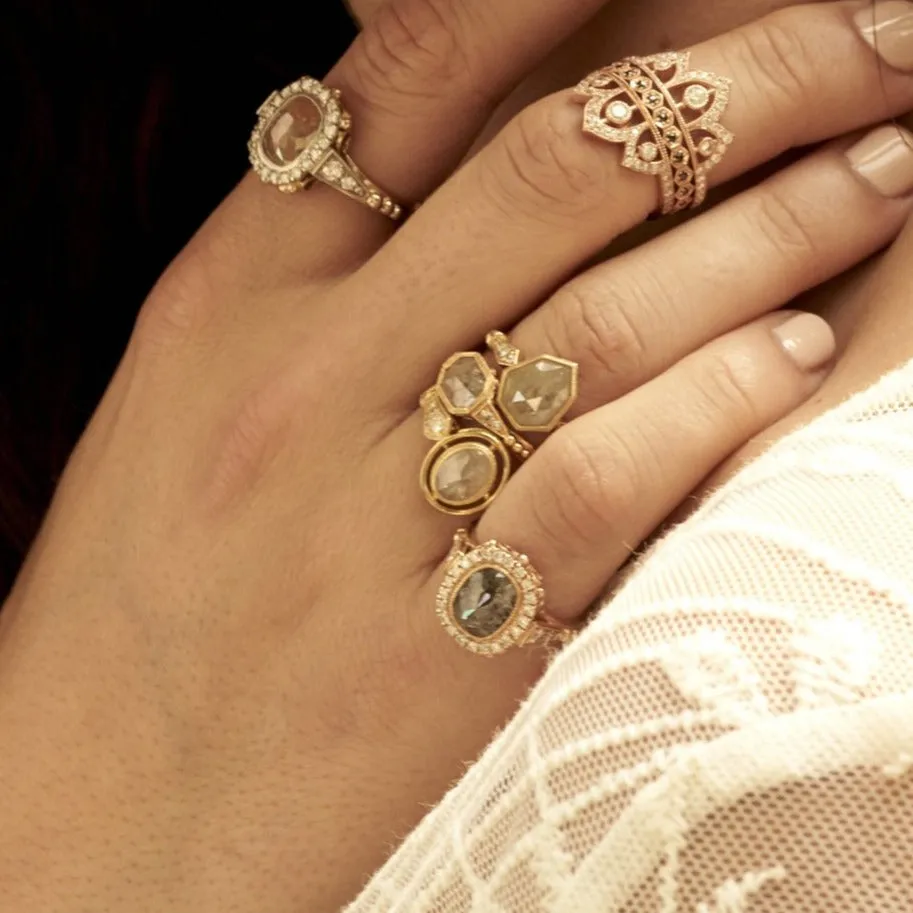 Hazel Rose Cut Grey Diamond Ring