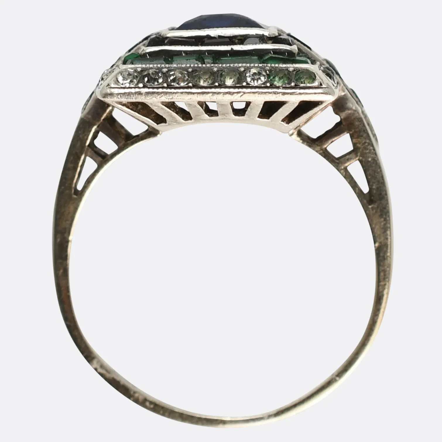 High Art Deco Paste Gemstone Cluster Ring