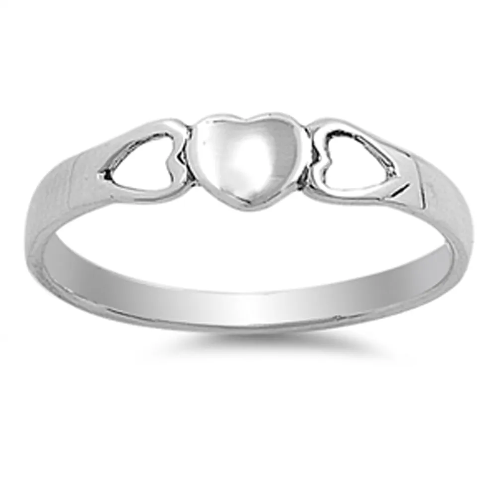 High Polish Heart Purity Promise Ring New .925 Sterling Silver Band Sizes 4-9