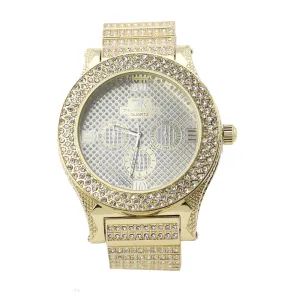 HIP HOP RAONHAZAE LUXURY GOLD FINISHED LAB DIAMOND WATCH X1