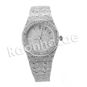 HIP HOP RAONHAZAE LUXURY SILVER FINISHED LAB DIAMOND WATCH