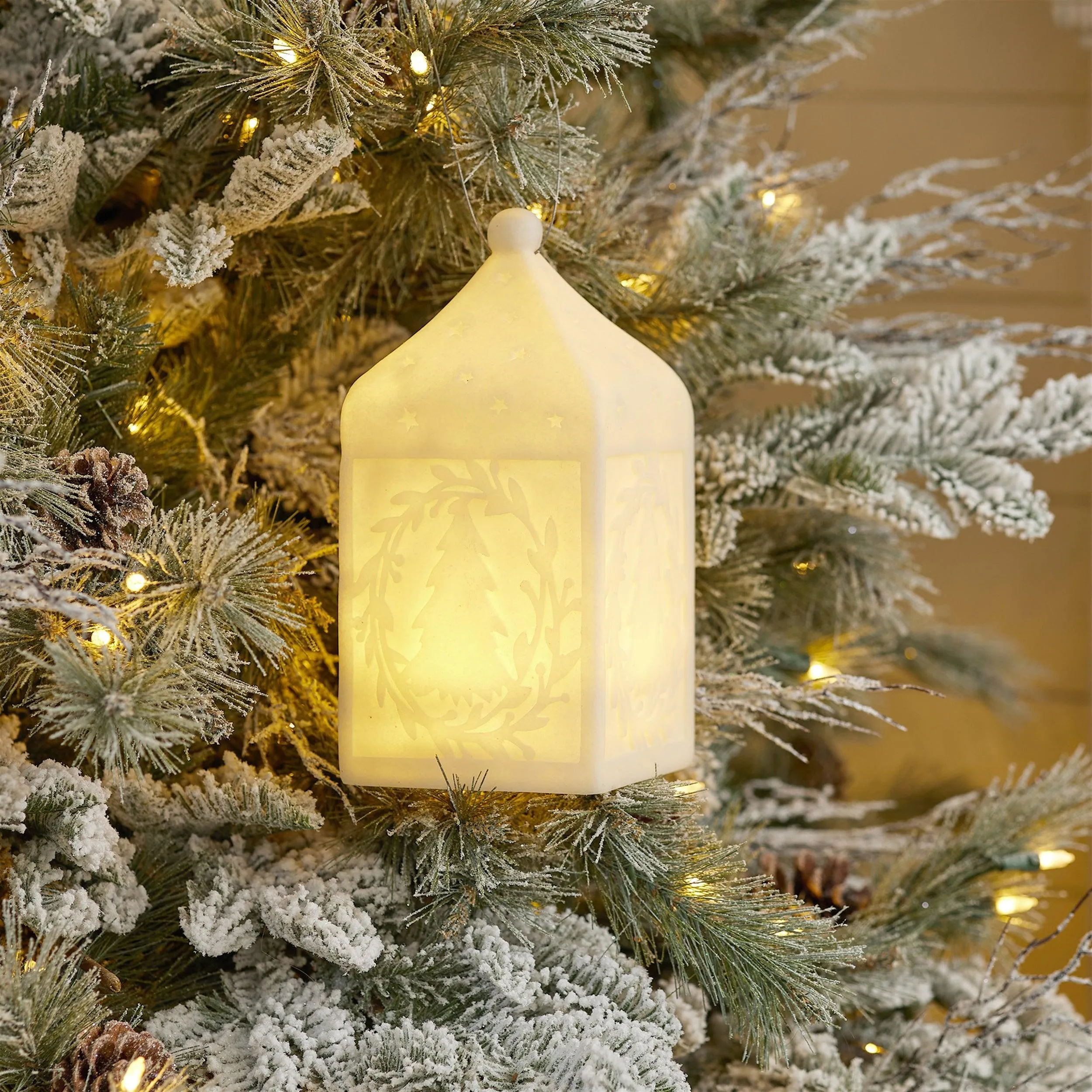 Holiday Tree Pendant Lantern 9"H