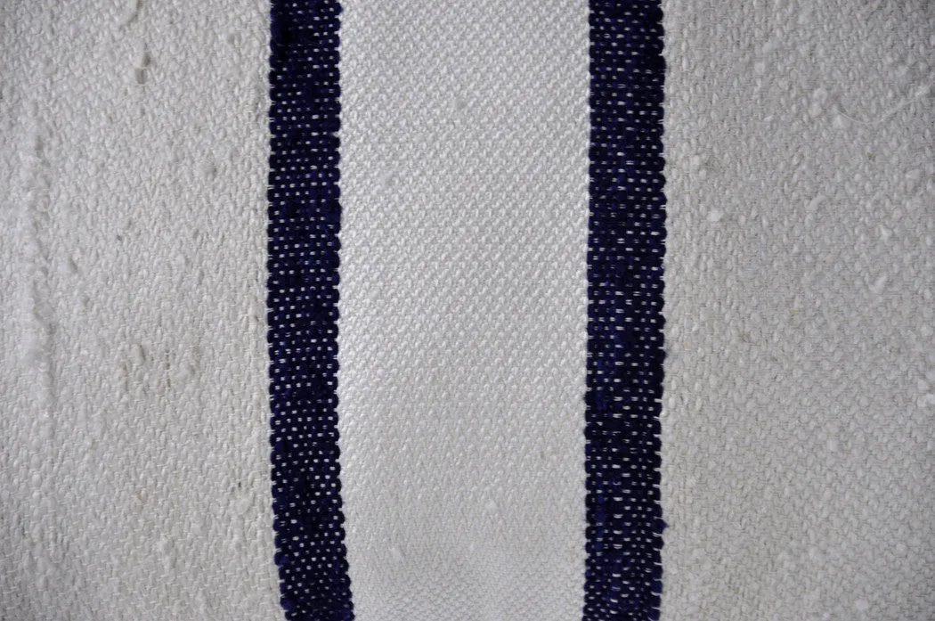 Indigo Stripes Raw Silk Lumbar Pillow