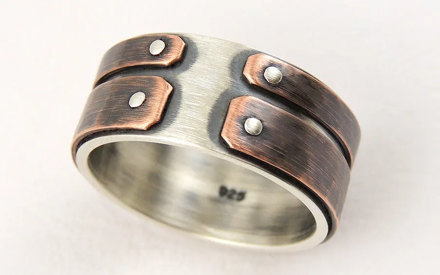 Industrial copper mens ring