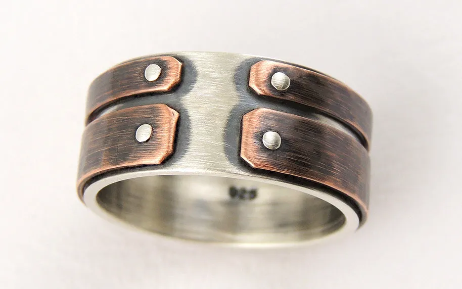 Industrial copper mens ring