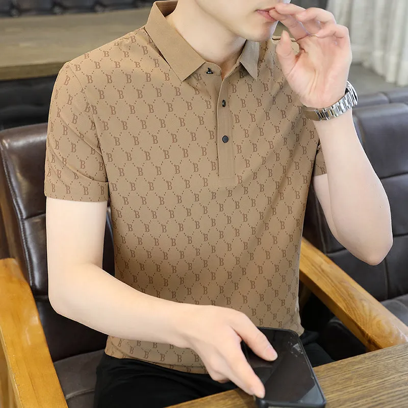 INSTOCK- Light luxury ice silk seamless polo shirt