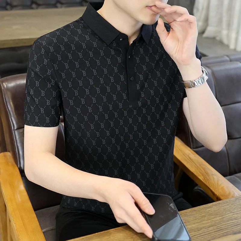 INSTOCK- Light luxury ice silk seamless polo shirt