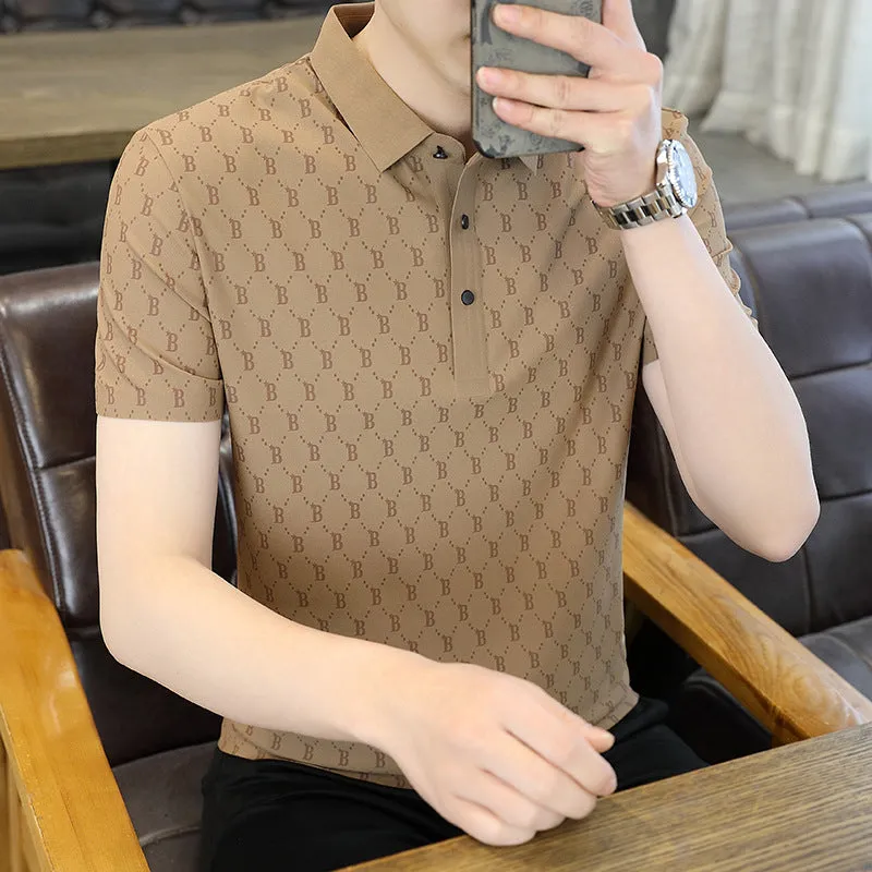INSTOCK- Light luxury ice silk seamless polo shirt