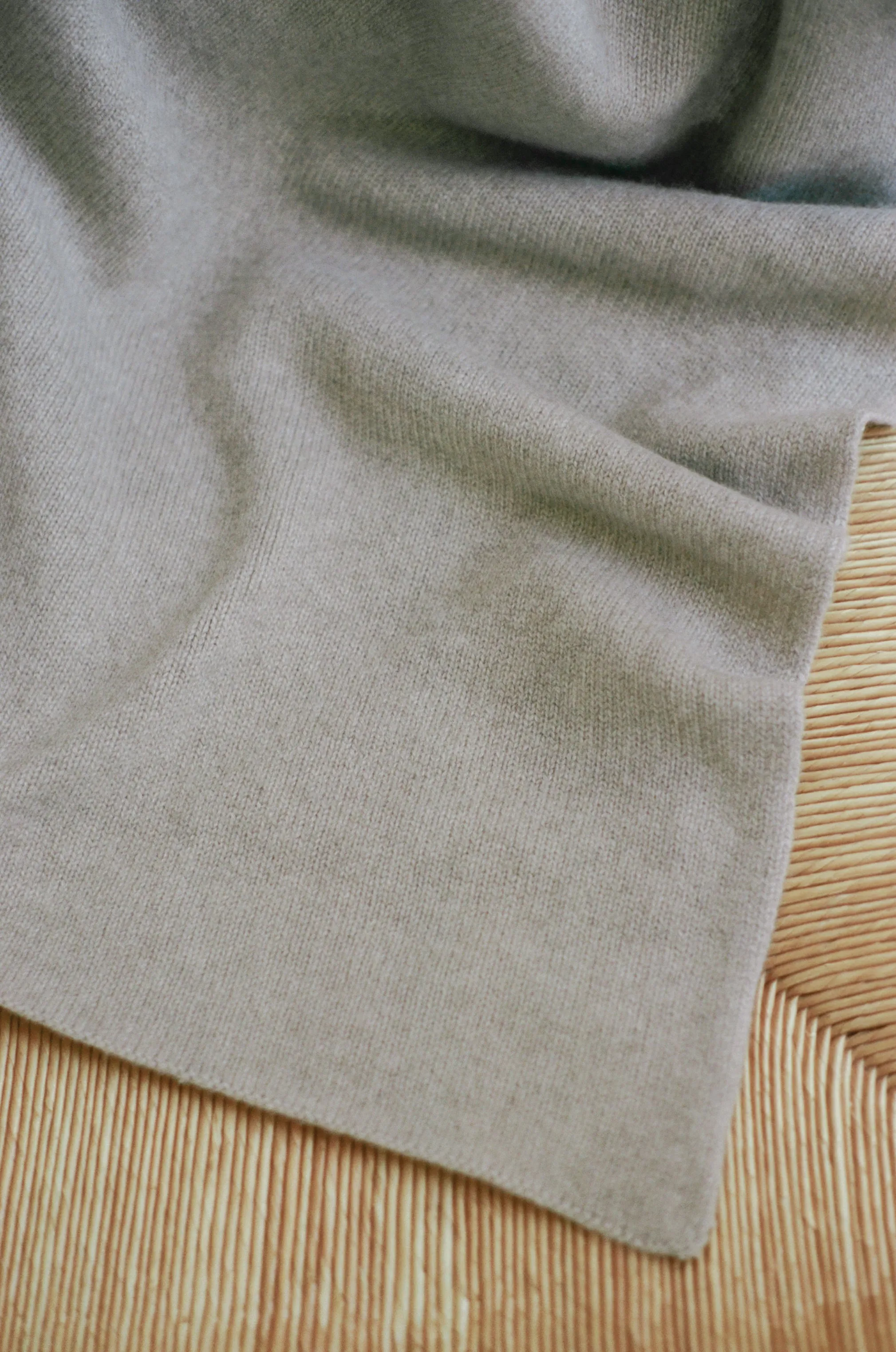 Italian Cashmere Jersey Knit Baby / Travel Blanket - Sand