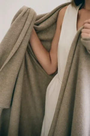 Italian Cashmere Jersey Knit Bedcover - Oat