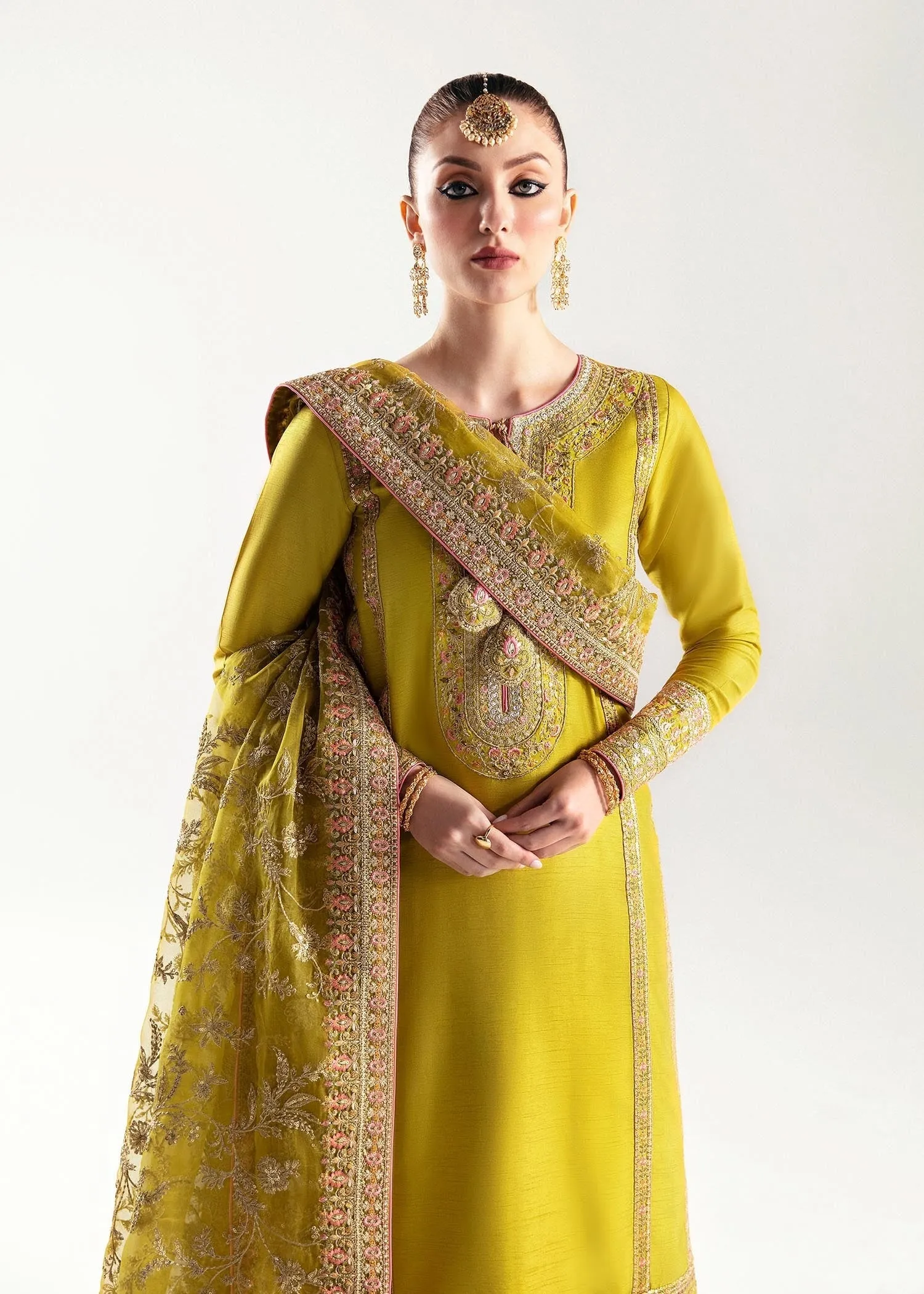 Kanwal Malik Luxury Raw Silk Hand Made Wedding Collection MAHPARA 03 Yellow