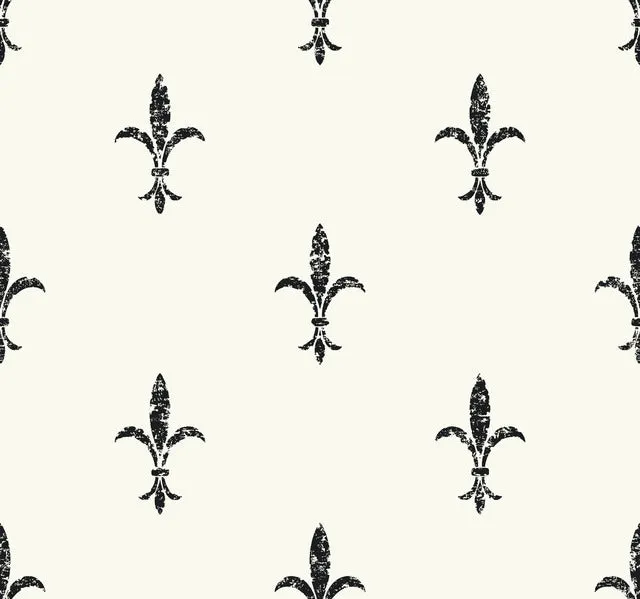 KT2193 Fleur De Lis Wallpaper-White/Black