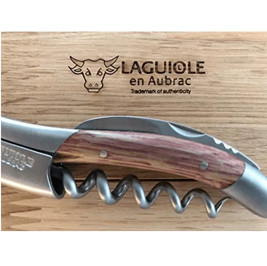 Laguiole en Aubrac Sommelier Corkscrew Wine Opener, Barrel Wood Red Tainted Handle