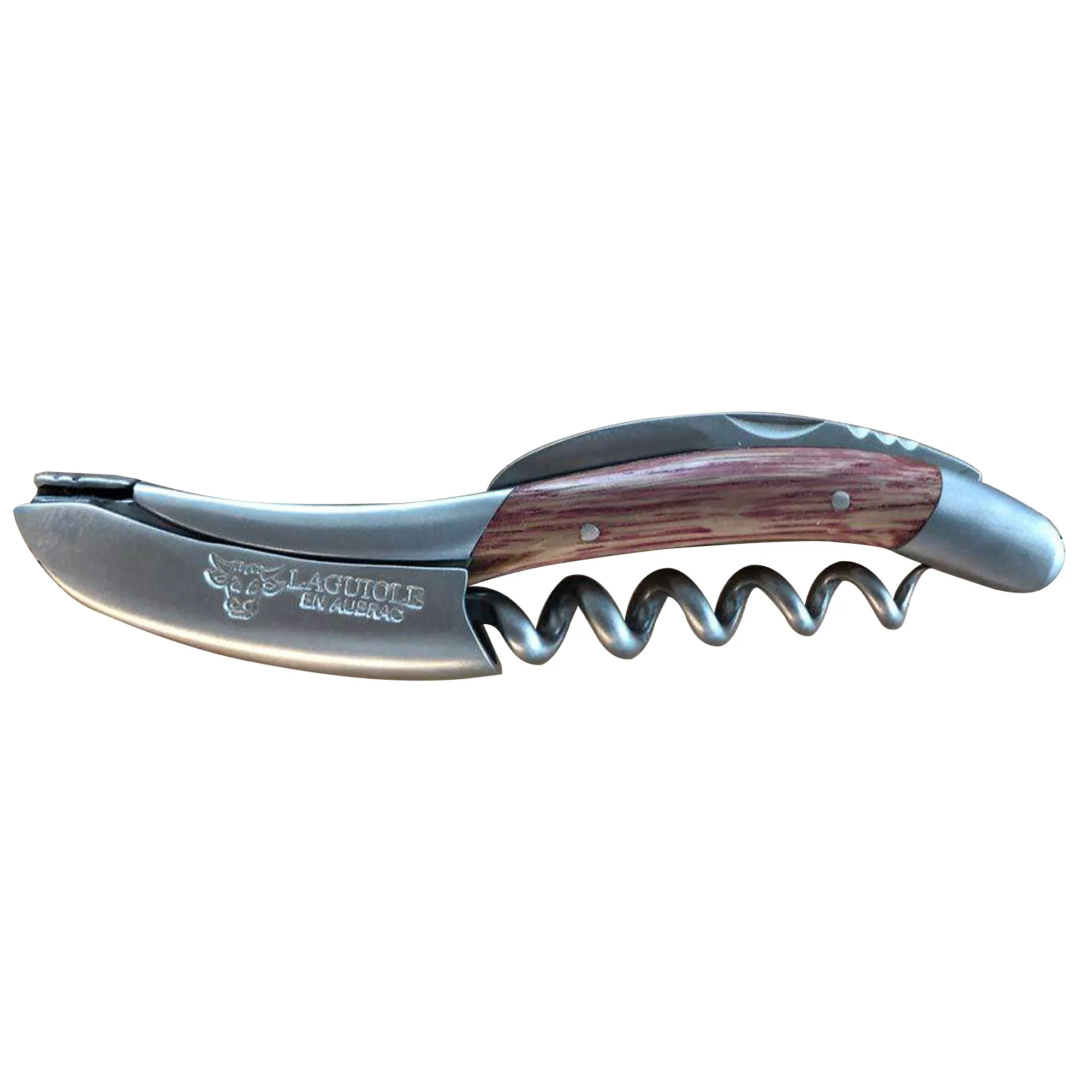 Laguiole en Aubrac Sommelier Corkscrew Wine Opener, Barrel Wood Red Tainted Handle