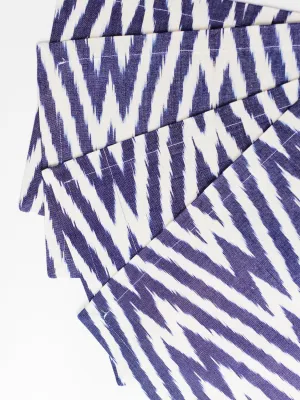 Lapis Chevron Ikat Cotton Blend Placemat Set