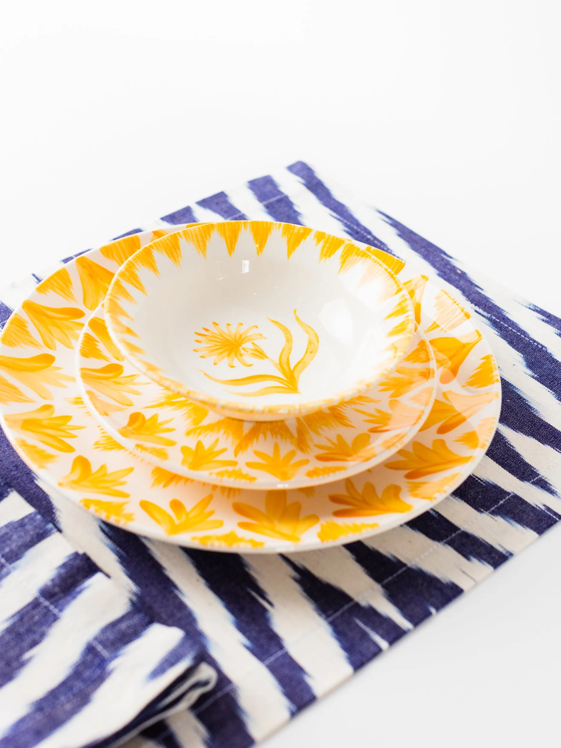 Lapis Chevron Ikat Cotton Blend Placemat Set