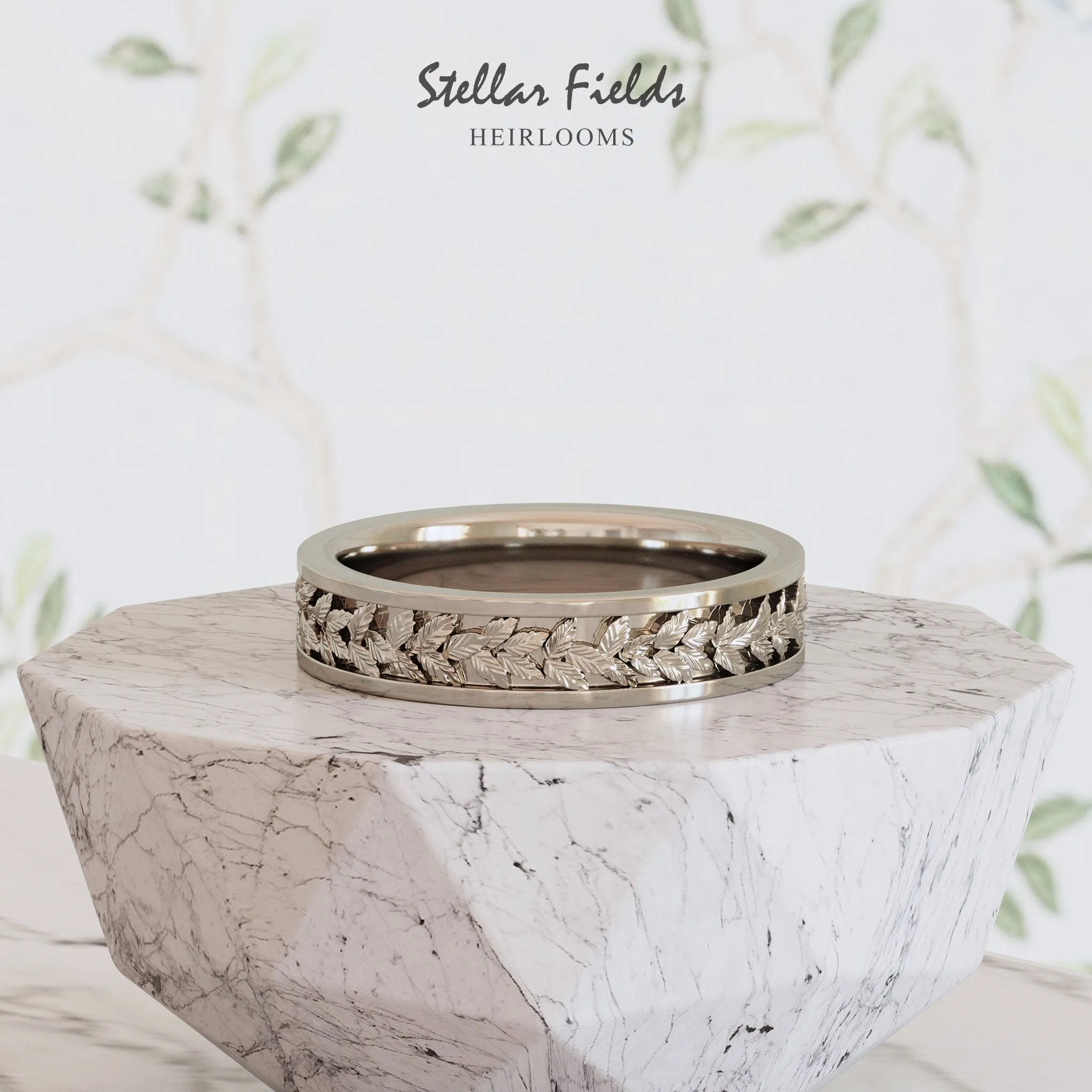 Laurel Leaf Wedding Ring - Astrid