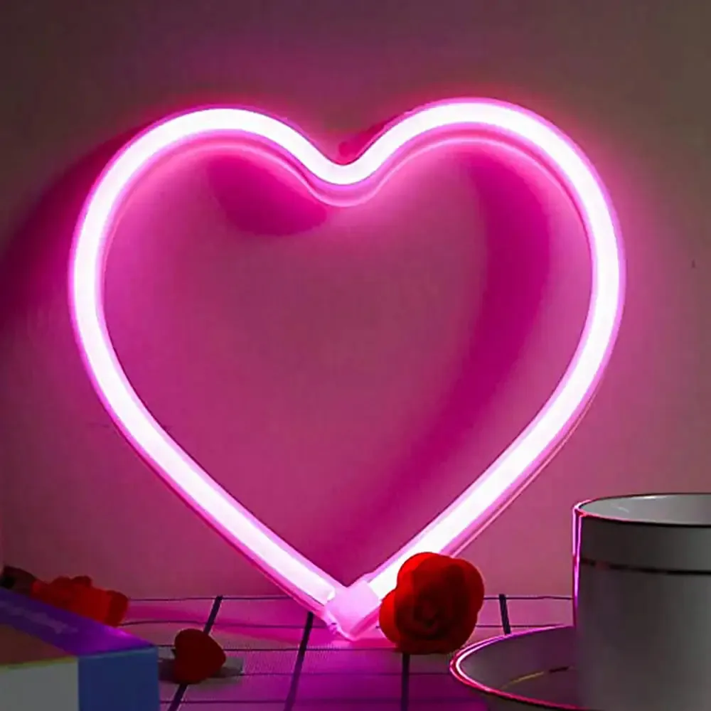 LED Neon Light Red lips Love Heart Wall Art Sign Bedroom Decor Rainbow Hanging Night Lamp Home Party Holiday Decor Xmas Gift