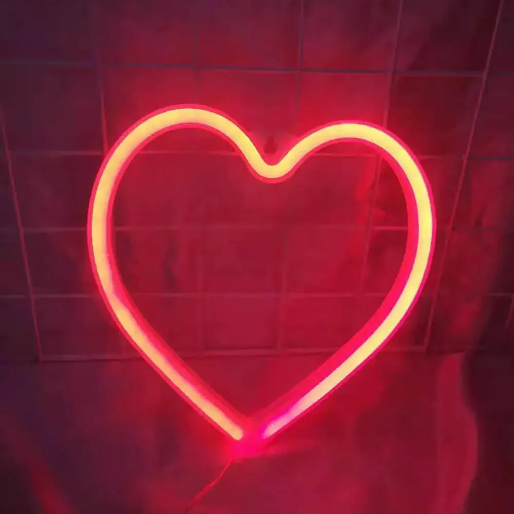 LED Neon Light Red lips Love Heart Wall Art Sign Bedroom Decor Rainbow Hanging Night Lamp Home Party Holiday Decor Xmas Gift