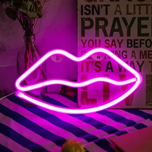 LED Neon Light Red lips Love Heart Wall Art Sign Bedroom Decor Rainbow Hanging Night Lamp Home Party Holiday Decor Xmas Gift