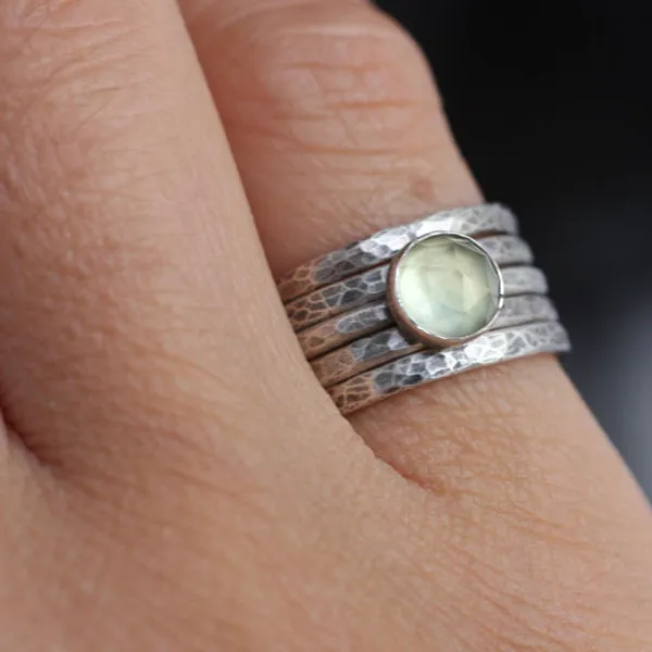LINA Hammered Sterling Silver Ring Band - Oxidized