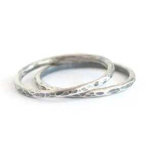 LINA Hammered Sterling Silver Ring Band - Oxidized