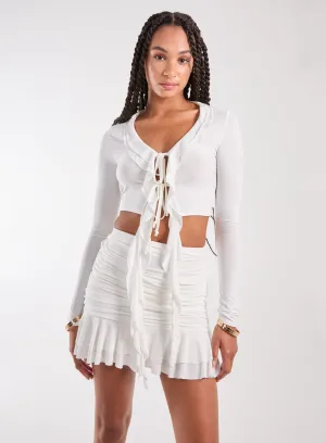 Long Sleeve Slinky Ruffle Top
